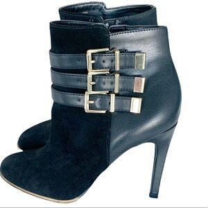 Sam & Libby black Ankle Boots multiple buckles high fashion 4” heels